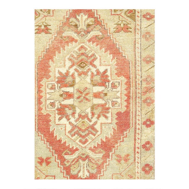 Hand knotted Turkish Oushak rug made of 100% hand-spun lamb's wool rug and all natural dyes. Each rug has a dense, soft...