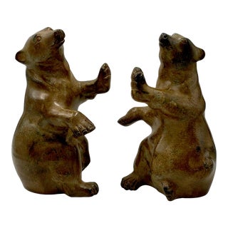 Vintage Cast Metal Bear Bookends For Sale