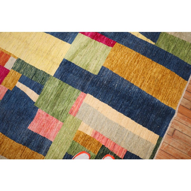 Contemporary Abstract Afghan Square Rug For Sale - Image 9 of 12
