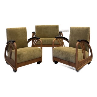 1930s Art Deco Loveseat & Pair of Chairs For Sale