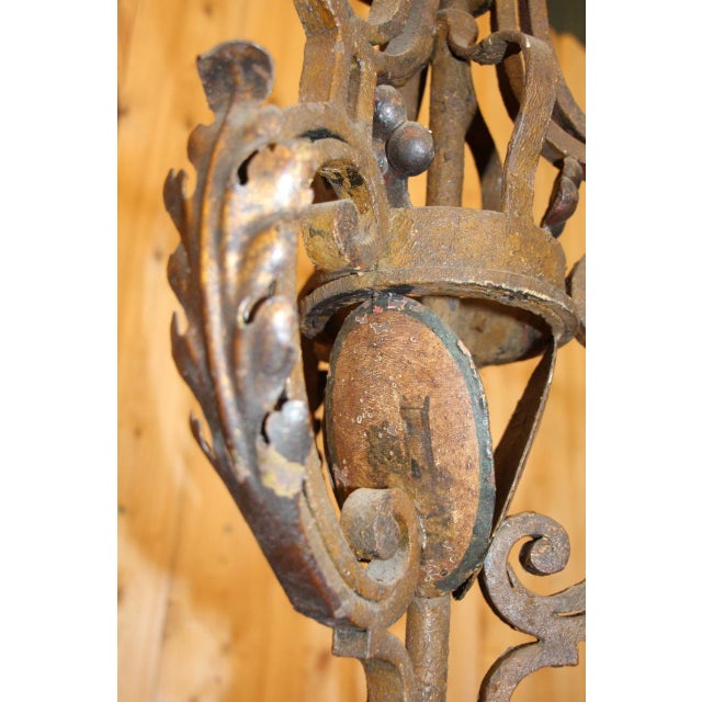 Black 19th Century Wrought Iron Chandelier with Coat of Arms For Sale - Image 8 of 14