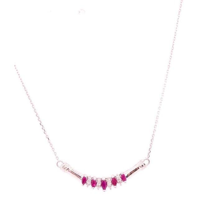 14 Karat Gold Cable Necklace With Ruby and Diamond Soldered Pendant 0.10 TDW For Sale In New York - Image 6 of 9