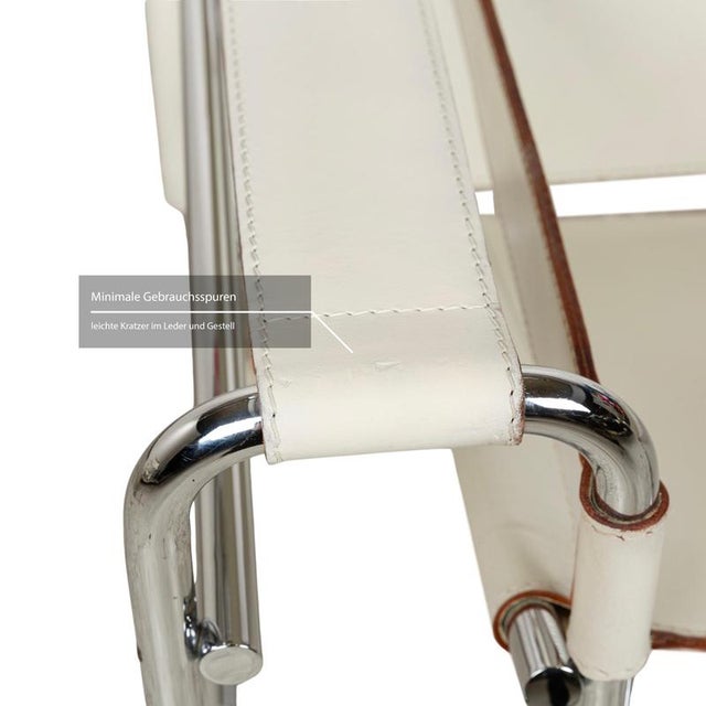Bauhaus Wassily Chair in Cream Leather by Marcel Breuer for Knoll Inc. / Knoll International For Sale - Image 6 of 13