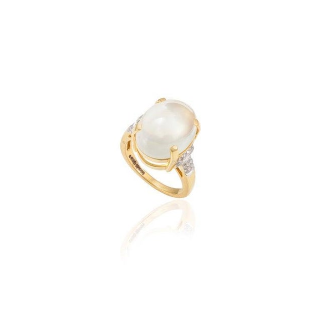 Art Deco Bohemian Chic 20th Century 8.6 Ctw Moonstone Cocktail Ring Size 5 For Sale - Image 3 of 8