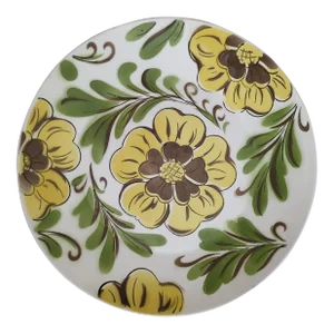 1960s Large Yellow and Green Floral Plate by Delux Ironstone Ascot