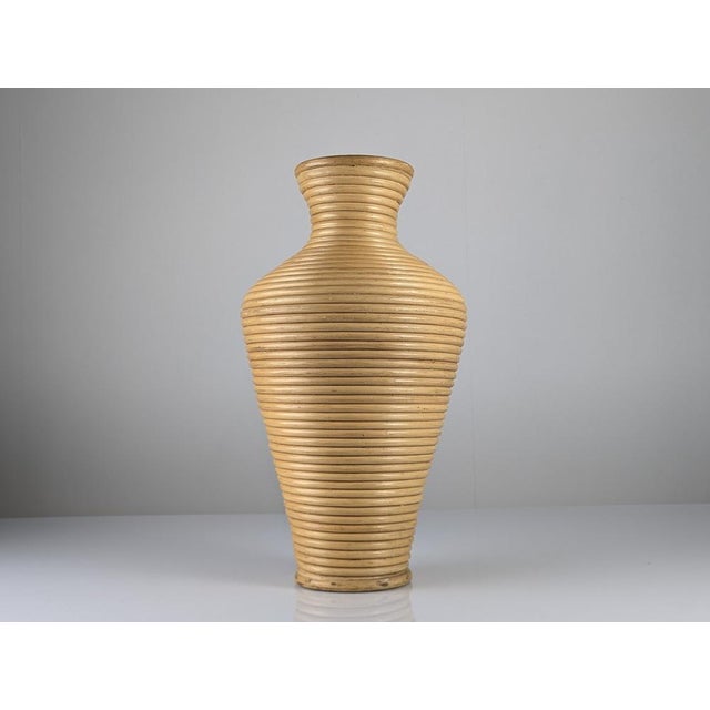 Large Mid-Century Modern Coiled Rattan Floor Vase, 1970s For Sale - Image 9 of 12