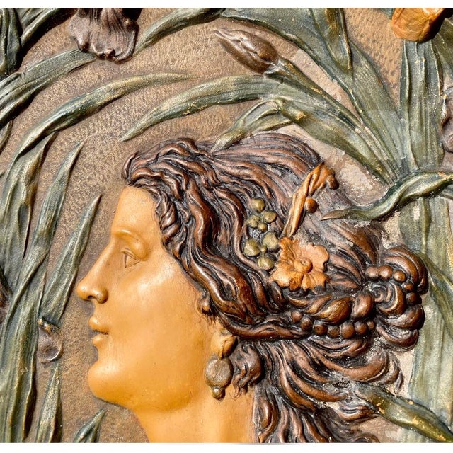 Austrian Art Nouveau Relief Porcelain Wall Charger, C. 1905 For Sale - Image 15 of 16