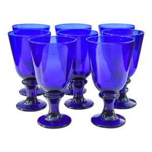 Mid 20th Century Handmade Festive Cobalt-Blue Crystals - Set of 8