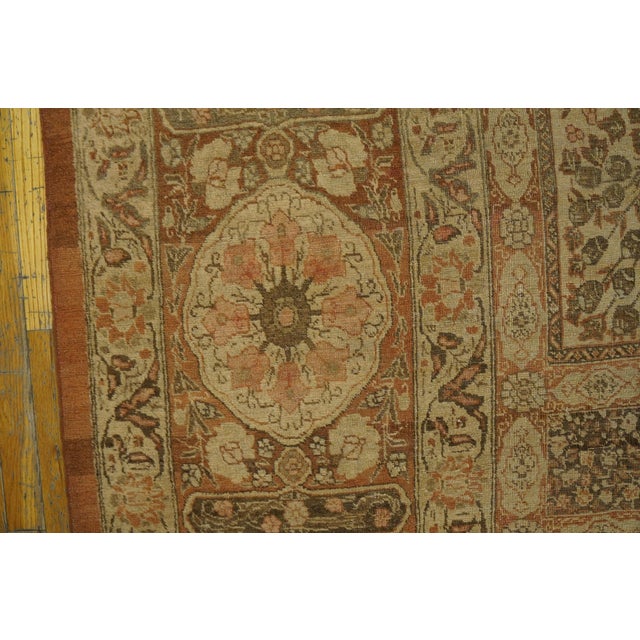 1890s Tan Camel Garden Antique Persian Tabriz Rug 11' X 17'9" Handknotted Wool Carpet For Sale - Image 4 of 6