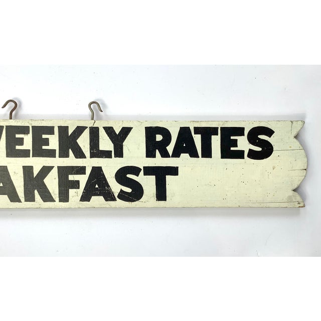 Vintage Two Sided Hand Lettered Family & Weekly Rates Breakfast Sign For Sale - Image 6 of 7