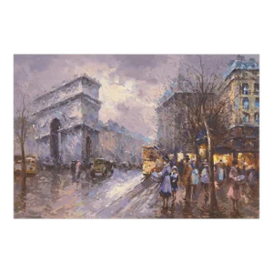 'Arc De Triomphe on the Champs-Élysées, Paris in the Rain', Large Post-Impressionist Oil