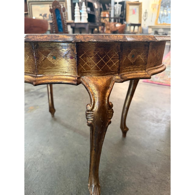 Early 20th-Century Antique Venetian Rococo Painted & Gilt Coffee Table For Sale - Image 4 of 6