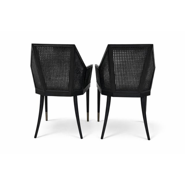 2010s McGuire / Baker Furniture Modern Black Cane Dining Chairs, Milling Road Collection, Set of 6 For Sale - Image 5 of 8