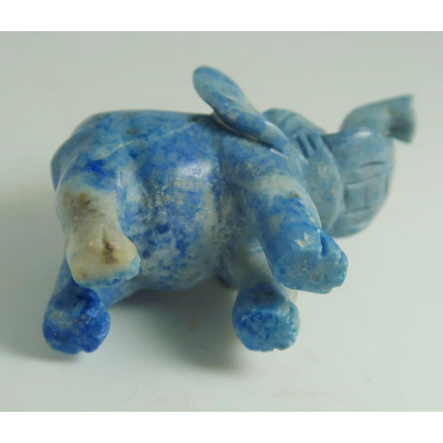 Late 20th Century Hand-Carved Miniature Elephant of Naturally Occurring Blue and Brown Sodalite Stone For Sale - Image 5 of 12