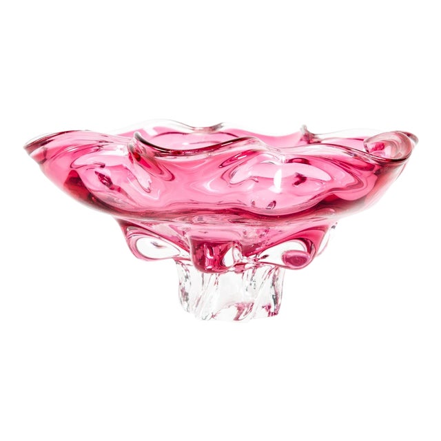 Vintage Murano Glass Cranberry Center Piece For Sale