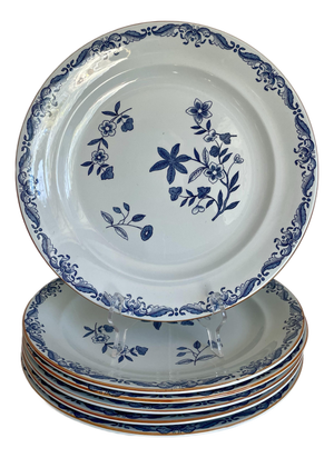 Set of 6 Vintage Rörstrand Ostindia East Indies Swedish Blue Porcelain Charger Plates