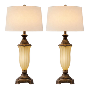 Late 20th Century Neoclassical Revival Fluted Glass Table Lamps With Bronze Bases, 30” - a Pair