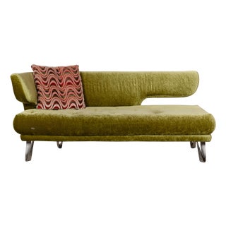 Croissant 3-Seater Sofa in Green Velvet from Bretz For Sale