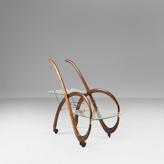 Vintage Wood and Glass Trolley, 1940 For Sale - Image 13 of 14