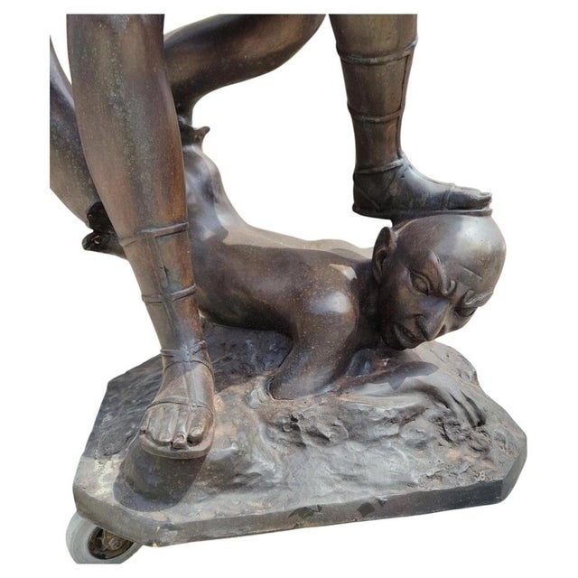 Metal Monumental Bronze Saint Michael the Archangel Sculpture For Sale - Image 7 of 12