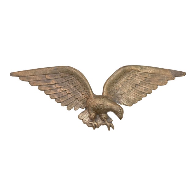 Very Heavy Vintage Solid Bronze Wall Mount American Bald Eagle Bird Brass Statue For Sale