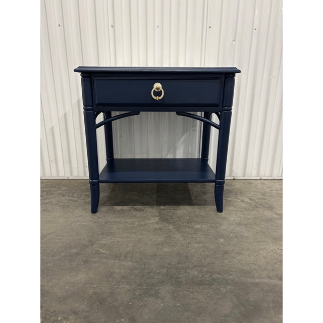 Transitional Coastal Chic Blue Nightstand by Thomasville For Sale - Image 3 of 11