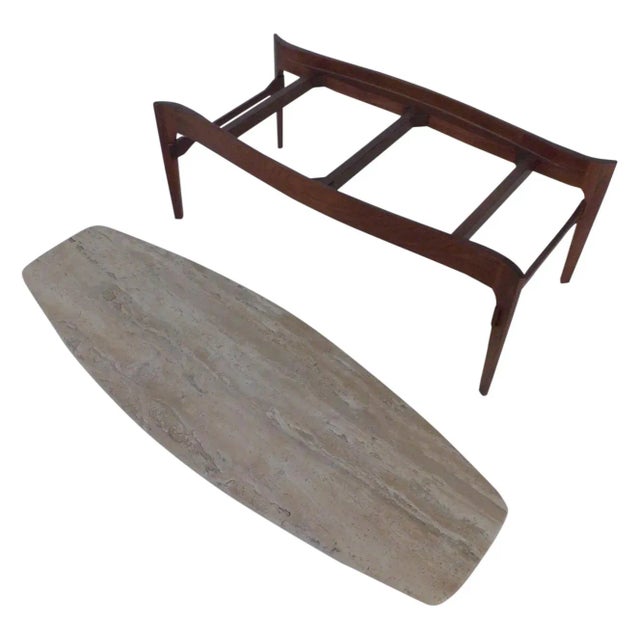 Bertha Shafer Singer & Sons Walnut and Marble Coffee Table For Sale In Charlotte - Image 6 of 10