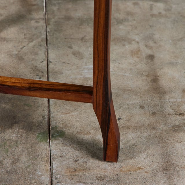 Round Red Leather-Top Occasional Table For Sale - Image 13 of 15