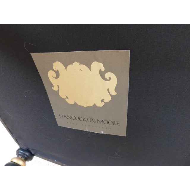 Hancock & Moore Regency Black Lacquer and Gilt Gold Accented Arm Chair For Sale - Image 12 of 13