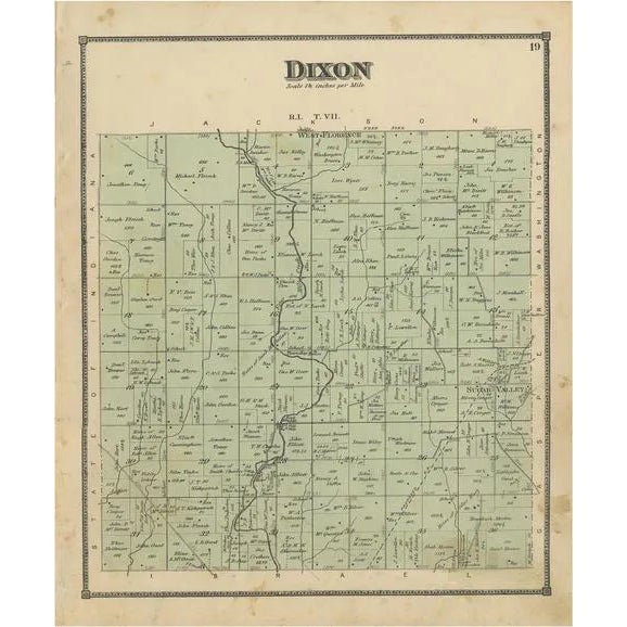 Antique Map of the Dixon Township of Ohio by Titus, 1871 For Sale
