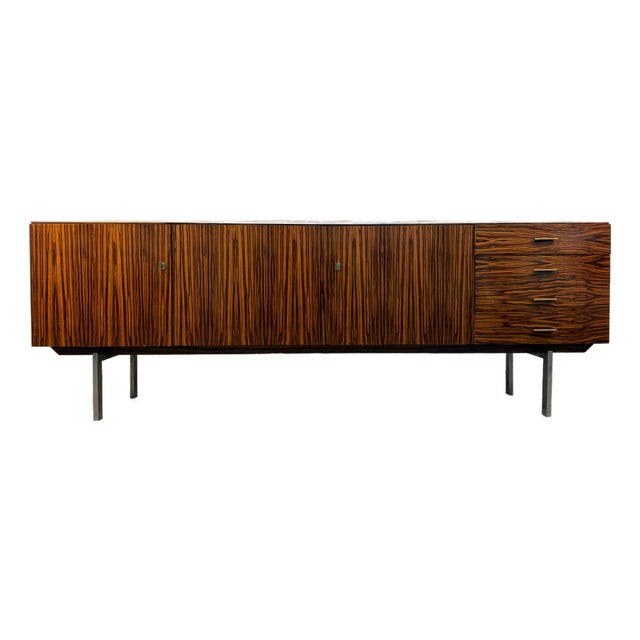 Vintage Mid-Century Modern Gabonese Ebony and Metal Sideboard For Sale