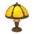 Vintage Art Nouveau Style Amber Glass Table Lamp With Ornate Metalwork For Sale