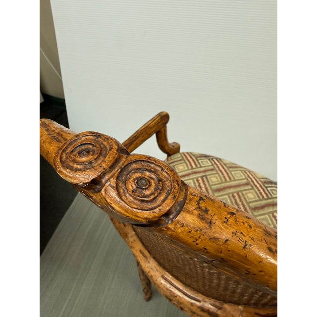 Carved Wood Cane Back Arm Chairs, Pair For Sale - Image 10 of 12