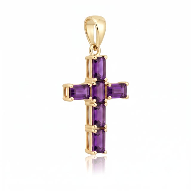 Add a touch of timeless devotion and elegant color to your jewelry collection with this stunning cross pendant. Expertly...