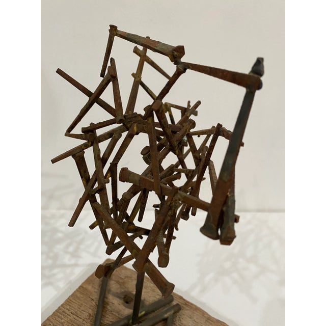 1970 Brutalist Style Abstract Nail Sculpture For Sale In Miami - Image 6 of 7