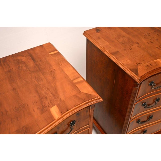 Brown Antique Georgian Style Yew Wood Chests of Drawers, 1930, Set of 2 For Sale - Image 8 of 11
