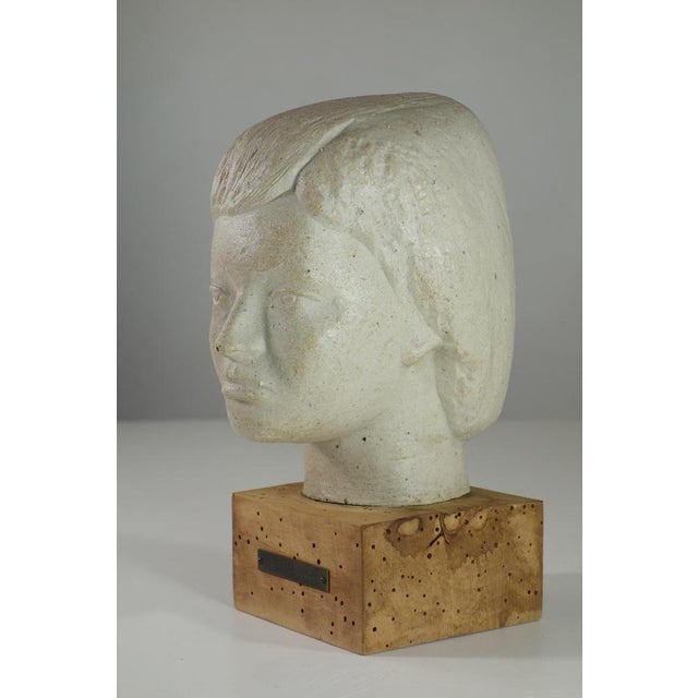 Giuseppe Ursi Piccinelli lithoceramics 1930 Ceramic Head Wood Base Ceramic in perfect condition This piece has an...