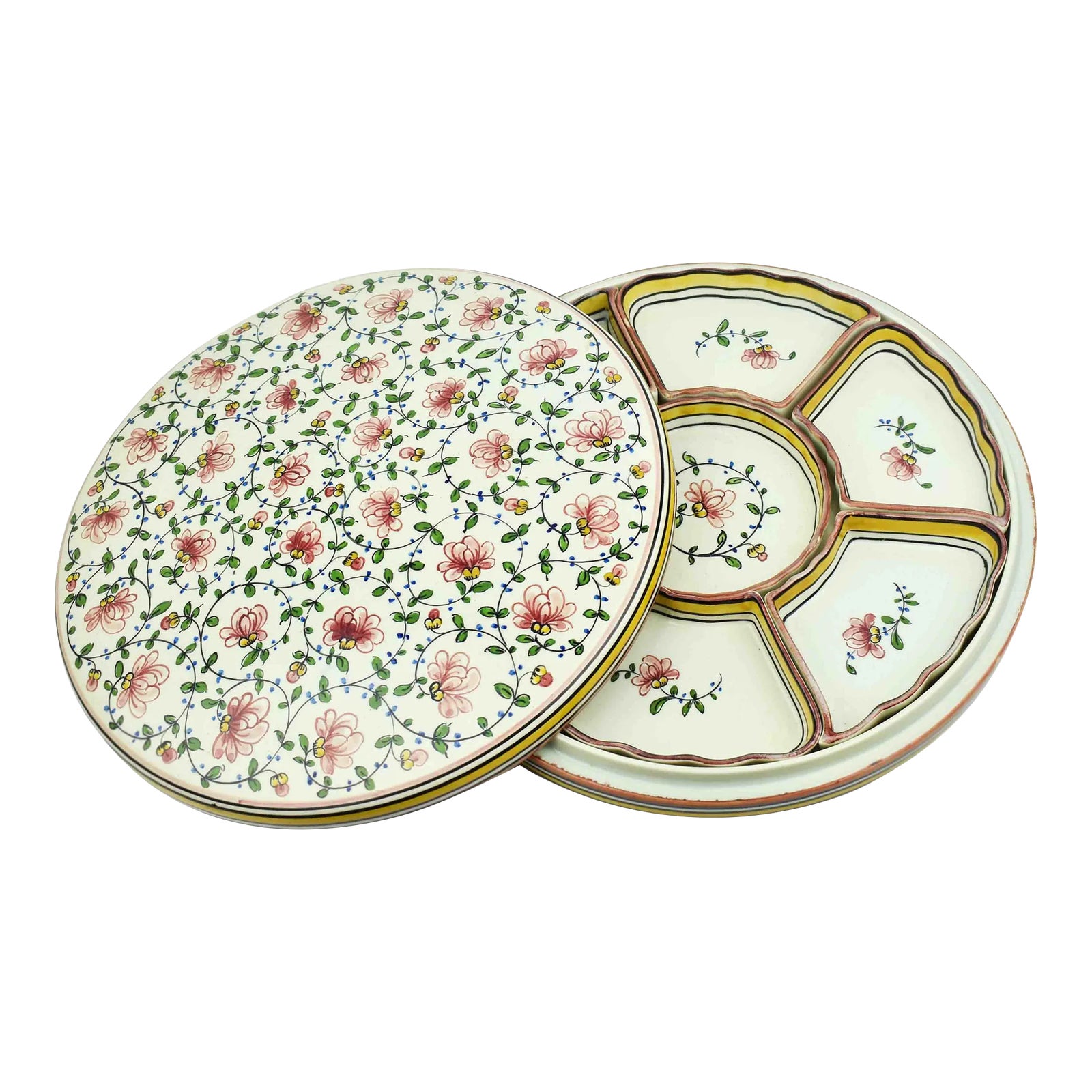 Mid 20th Century Signed Hand Painted Serving Appetizer Platter Dish ...