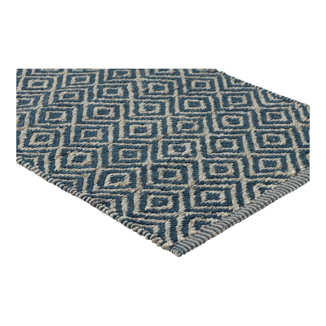 Part & Parcel Goods Textured Diamond Rug, 9'x12', Sky Blue and Sapphire For Sale