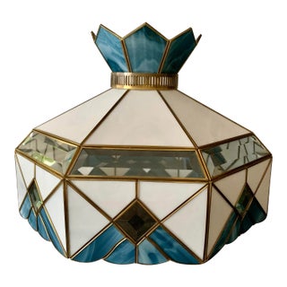 Early 20th Century Tiffany Style Stained Glass Lamp Shade For Sale