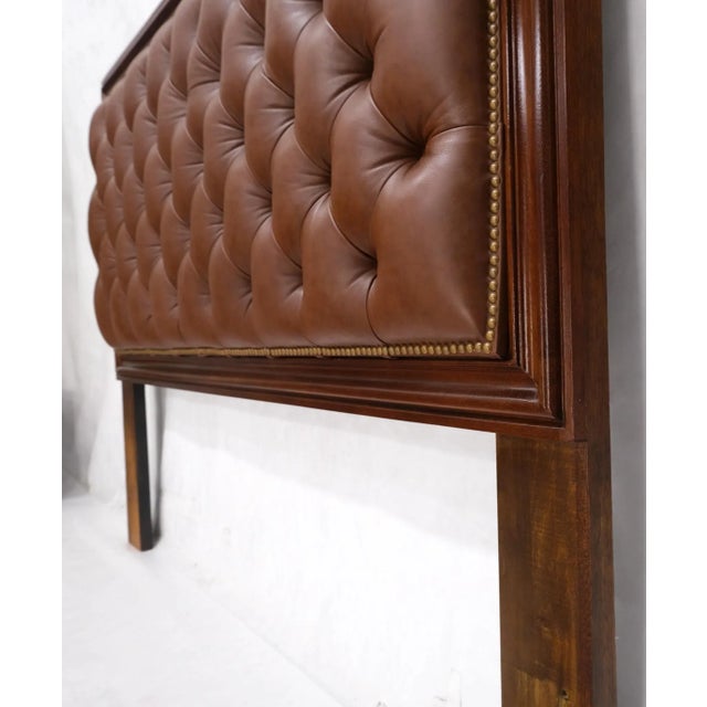 Brown Tan Leather Tufted Custom Full Size Headboard Bed For Sale - Image 10 of 11