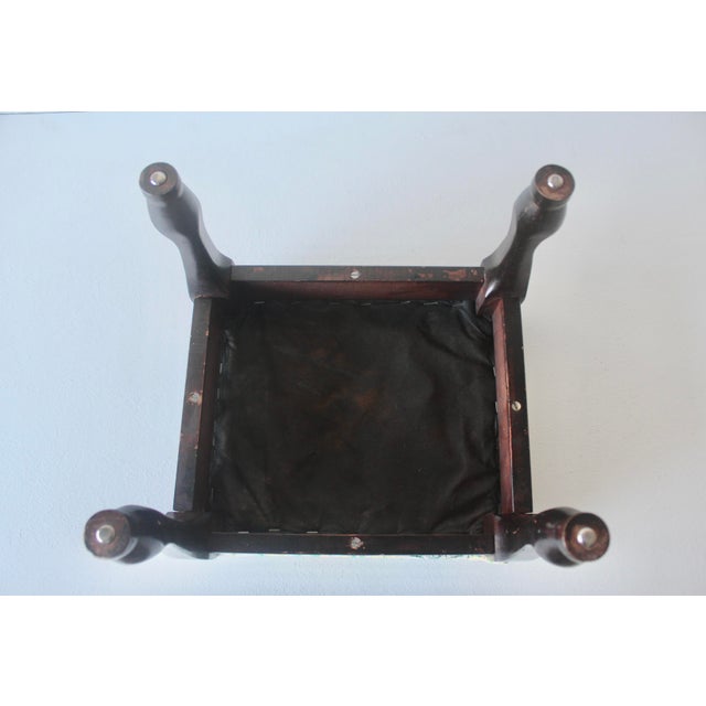 Vintage Vibrant Floral Needlepoint Footstool Ottoman Mid-Century For Sale - Image 9 of 14