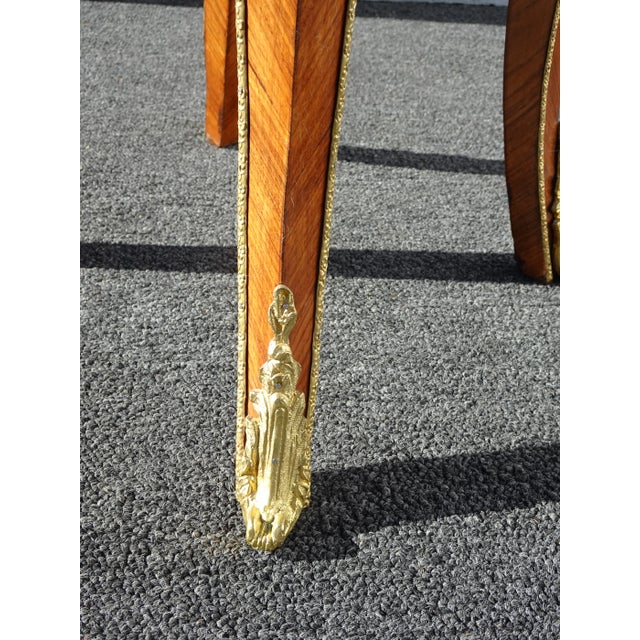 Pair Ornate French Louis XVI Pedestal Side Tables Stands Brass Ormolu Marble Top For Sale - Image 12 of 12