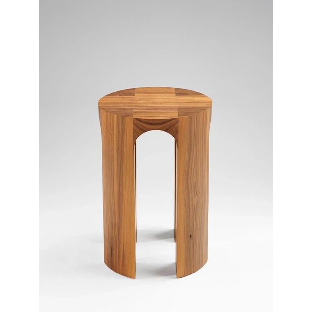 Contemporary Arcus Walnut Stool by Tim Vranken For Sale - Image 3 of 12