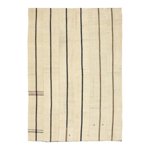 Mid 20th Century Striped Vintage Turkish Kilim Rug For Sale