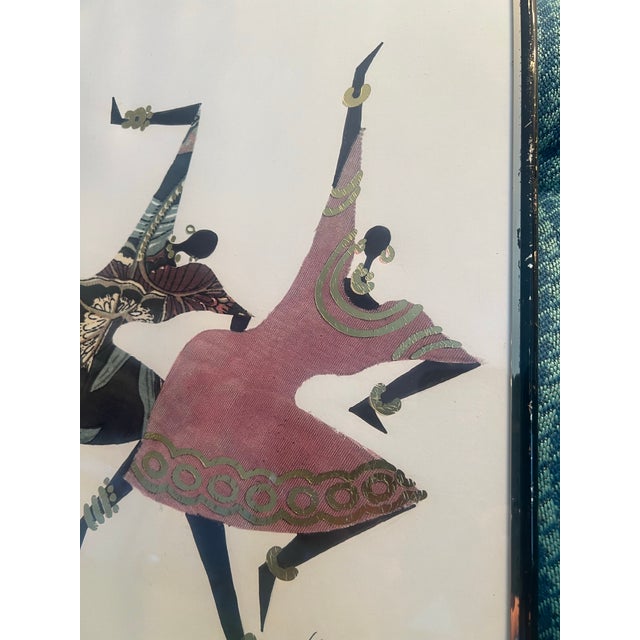 Vintage Postmodern 1980s Print Ed Hale Halessie African Wall Art Picture Gold Frame Hip Bones in Motion For Sale - Image 4 of 9