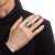 Early 20th Century Vintage Art Deco Ring Diamond Turquoise Onyx Platinum Cocktail size 7.75 For Sale In Los Angeles - Image 6 of 6