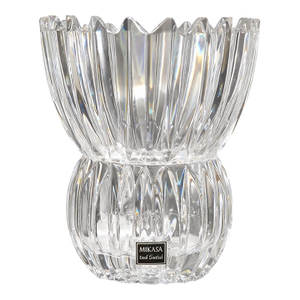 Mikasa Ice Palace Crystal Vase Sculptural Scalloped Rim Slovenia