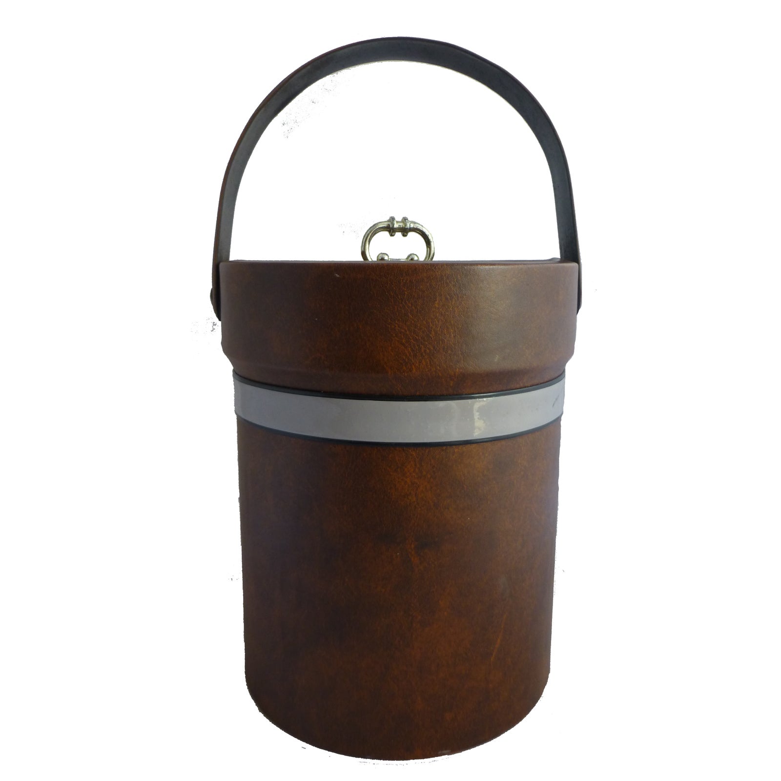 MidCentury Brown Vinyl Ice Bucket Chairish