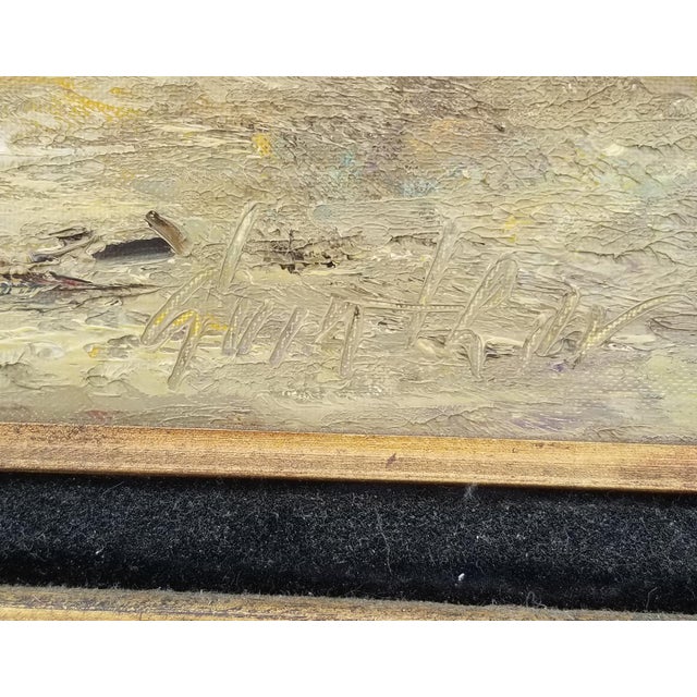 1960s 1960s Eleonore Guinther Oil on Canvas Harbor Scene For Sale - Image 5 of 6